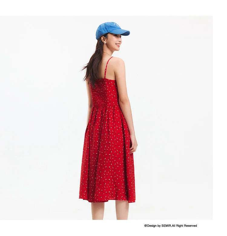Semir Dress Women Slimming Sweet Vacation Style 2025 New Summer Strappy Dress Romantic for Beach and Casual Outfits