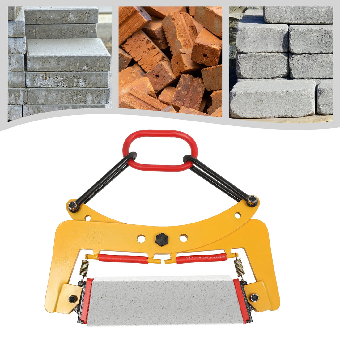 Pliers Stone Gripper 280kg/325kg Offsetting Pliers Brick w/End Rings for Lifting Transportation Wood Stone