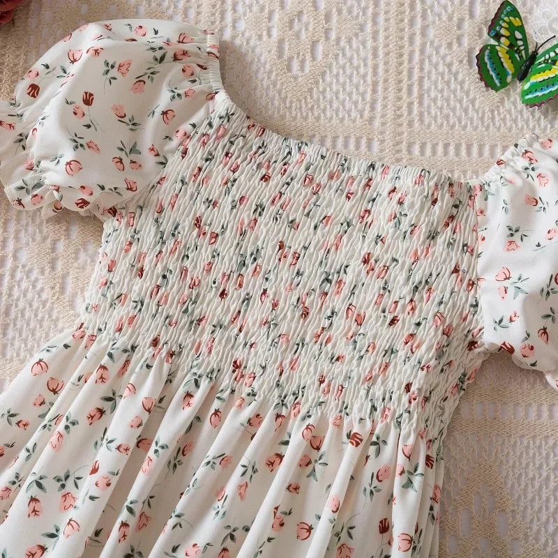 New Summer Girls' Sleeveless Dress Baby Print Flower Dress Elegant Kids Girls Holiday Casual Clothes Toddler Kids Party Dresses