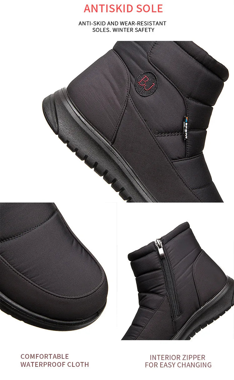 Plush Winter2022 New Thick  Keep Warm Boots for Women Non-slip Waterproof Snow Boots Woman Flat Heels Warm Cotton Padded Shoes