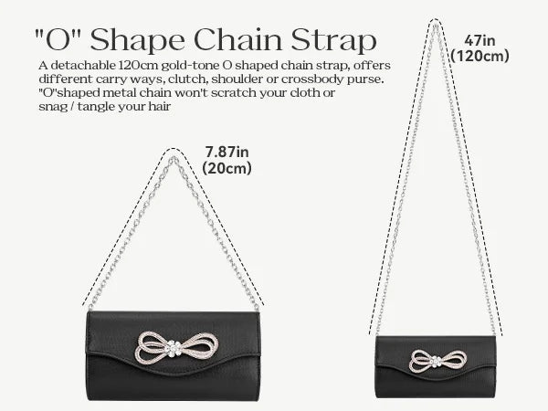 Free shipping!!!PU Leather & Polyester Easy Matching Clutch BagLovely Jewelry with chain & with rhinestone bowknot pattern