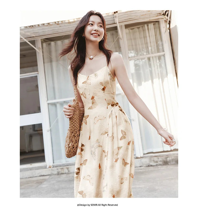 Semir Dress Women Slimming Sweet Vacation Style 2025 New Summer Strappy Dress Romantic for Beach and Casual Outfits