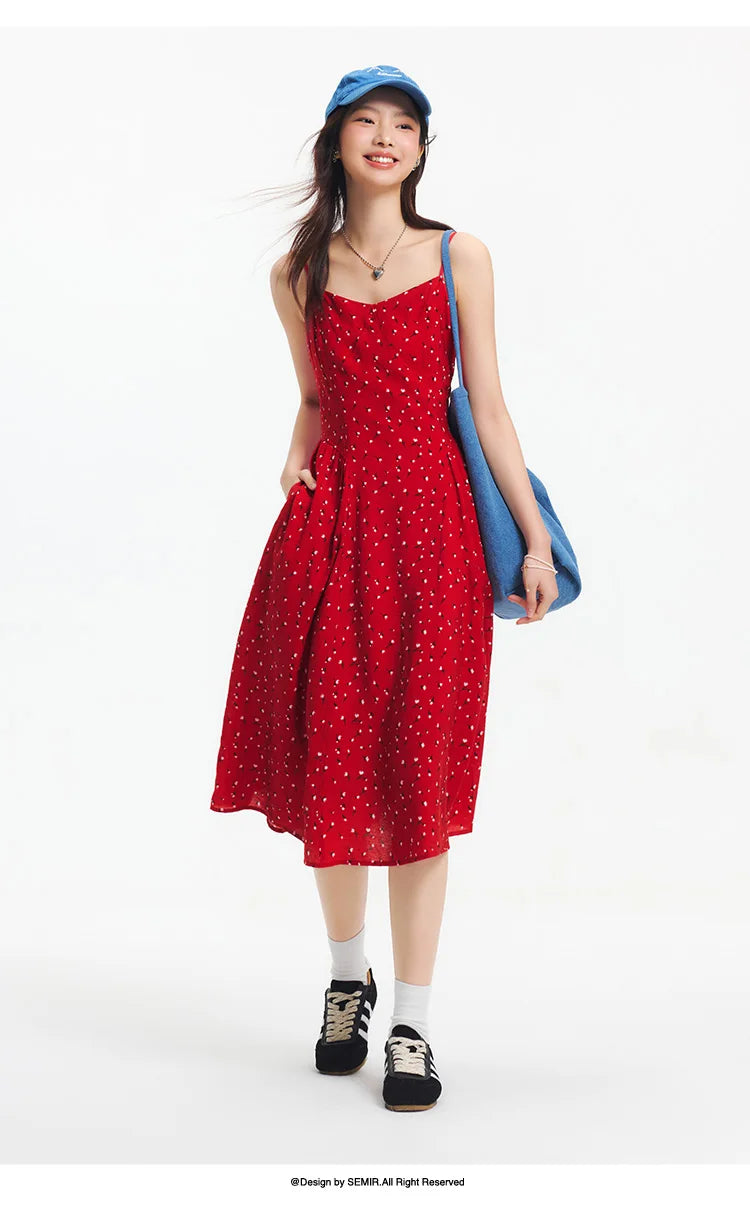 Semir Dress Women Slimming Sweet Vacation Style 2025 New Summer Strappy Dress Romantic for Beach and Casual Outfits