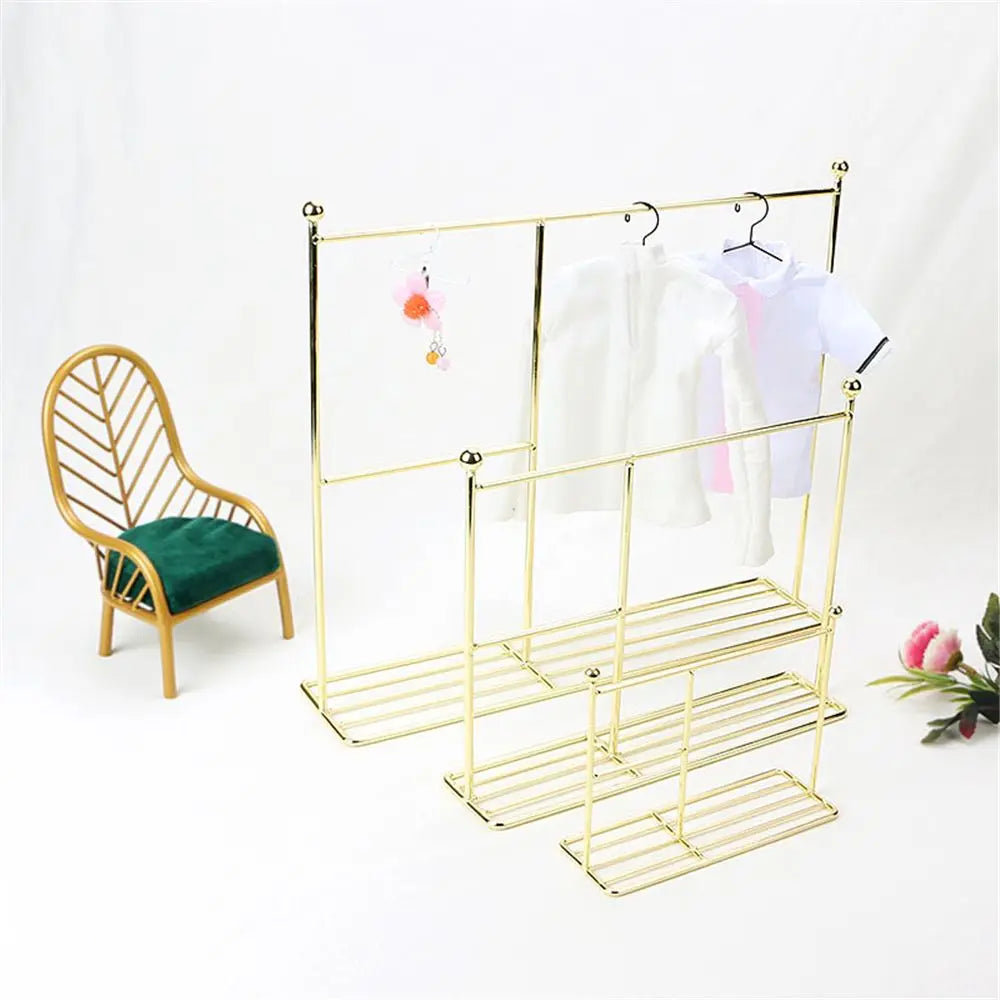 10Pcs Cute Mini Hangers Metal Doll Dress Clothes Stand for Organizer Doll Clothing Miniature Hangers Dollhouse Decorations