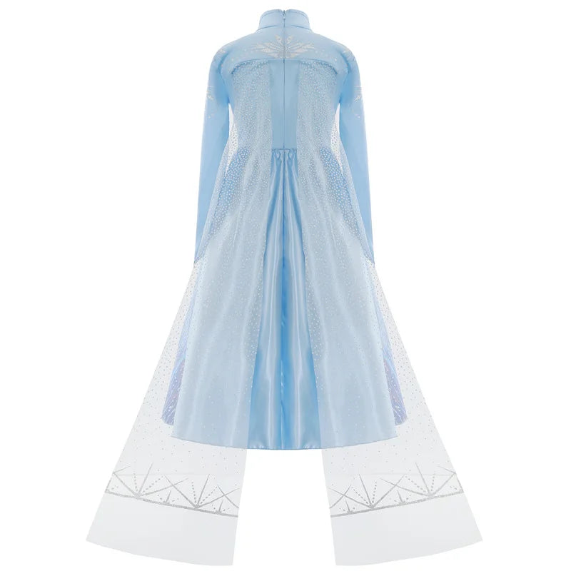 Elsa Kids Princess Dress With Cloak Stage Performance Outfits Carnival Halloween Cosplay Party Clothes Birthday Surprise Gift
