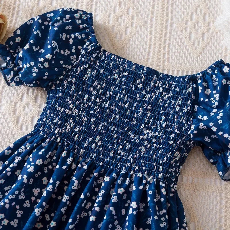 New Summer Girls' Sleeveless Dress Baby Print Flower Dress Elegant Kids Girls Holiday Casual Clothes Toddler Kids Party Dresses