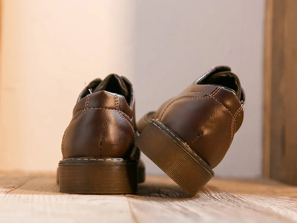 35-40 Women Oxfords Women's Shoes Ladies Leather Female Round Toe Sewing Retro Comfortable Footwear Lolita Shoe Brown