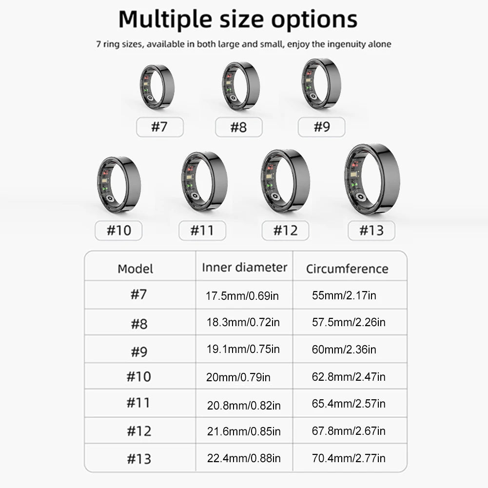 R09 Smart Ring Heart Rate Blood Oxygen Sleep Monitoring Health Fitness Rings Sleep Ring for Men Women for Xiaomi Samsung Phone